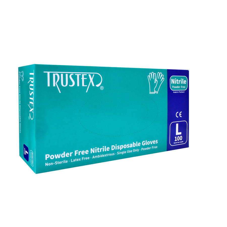 Trustex Nitrile Disposable Gloves | Powder Free | Box of 100 | Size Large