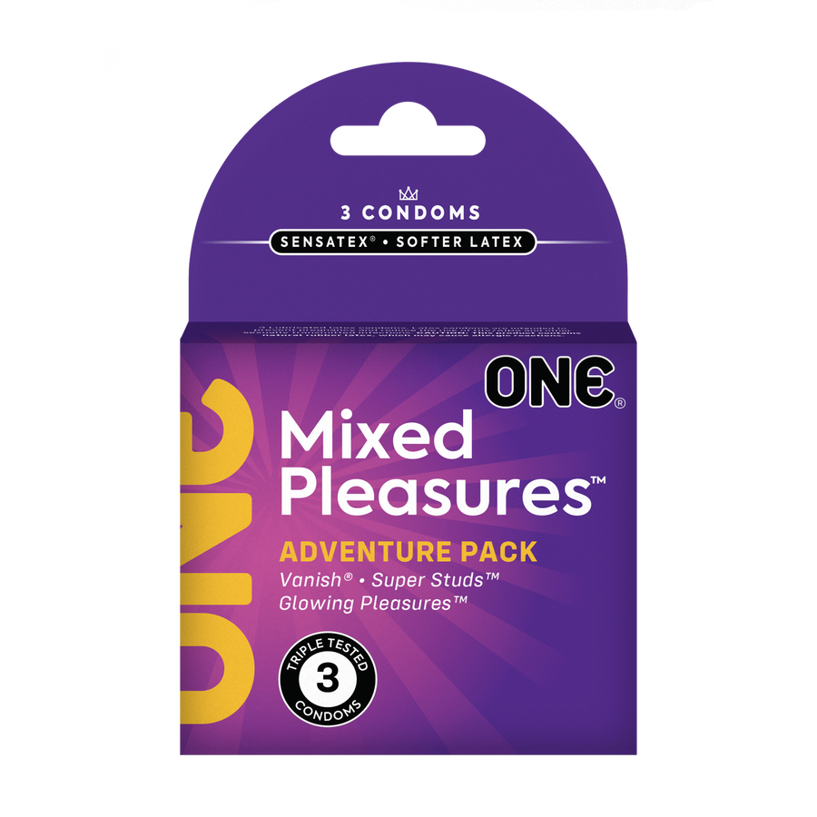 ONE® Mixed Pleasures Condoms 3-Pack, Case of 36