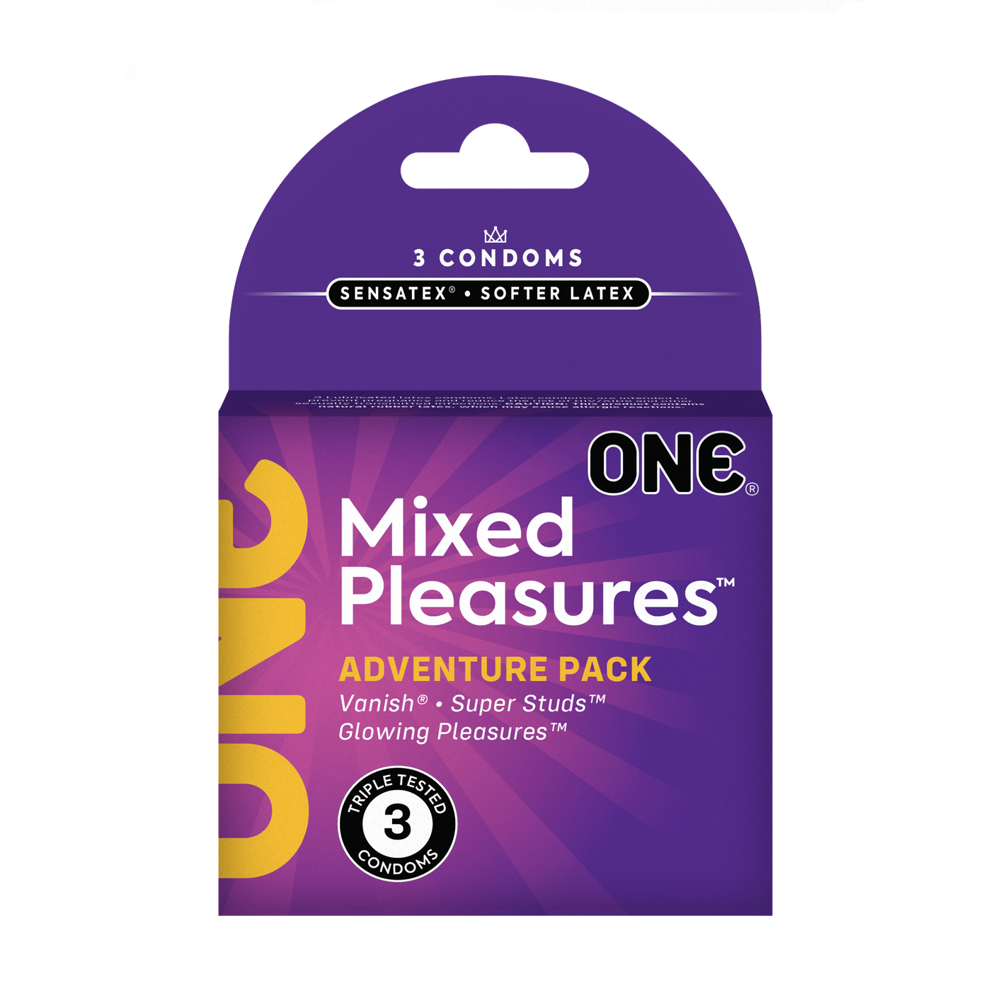 ONE® Mixed Pleasures Condoms 3-Pack, Case of 36