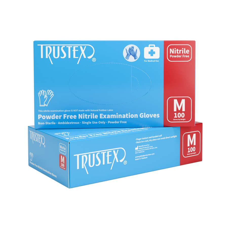 Trustex Medical Exam Gloves Medium, Latex-Free & Powder-Free, Case of 1000
