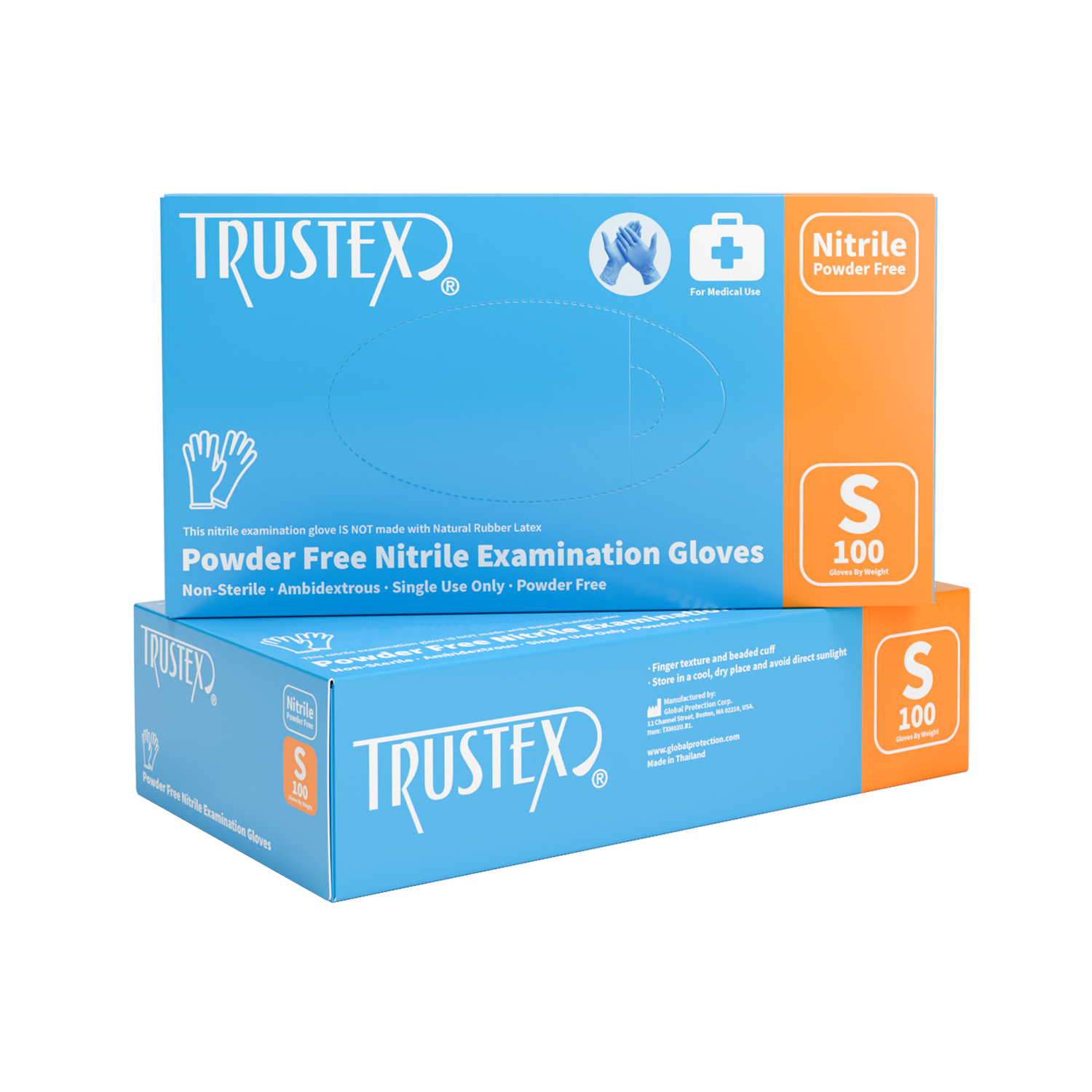 Trustex Medical Exam Gloves Small, Latex-Free & Powder-Free, Case of 1000