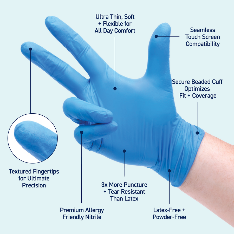 Trustex Medical Exam Gloves Medium, Latex-Free & Powder-Free, Box of 100