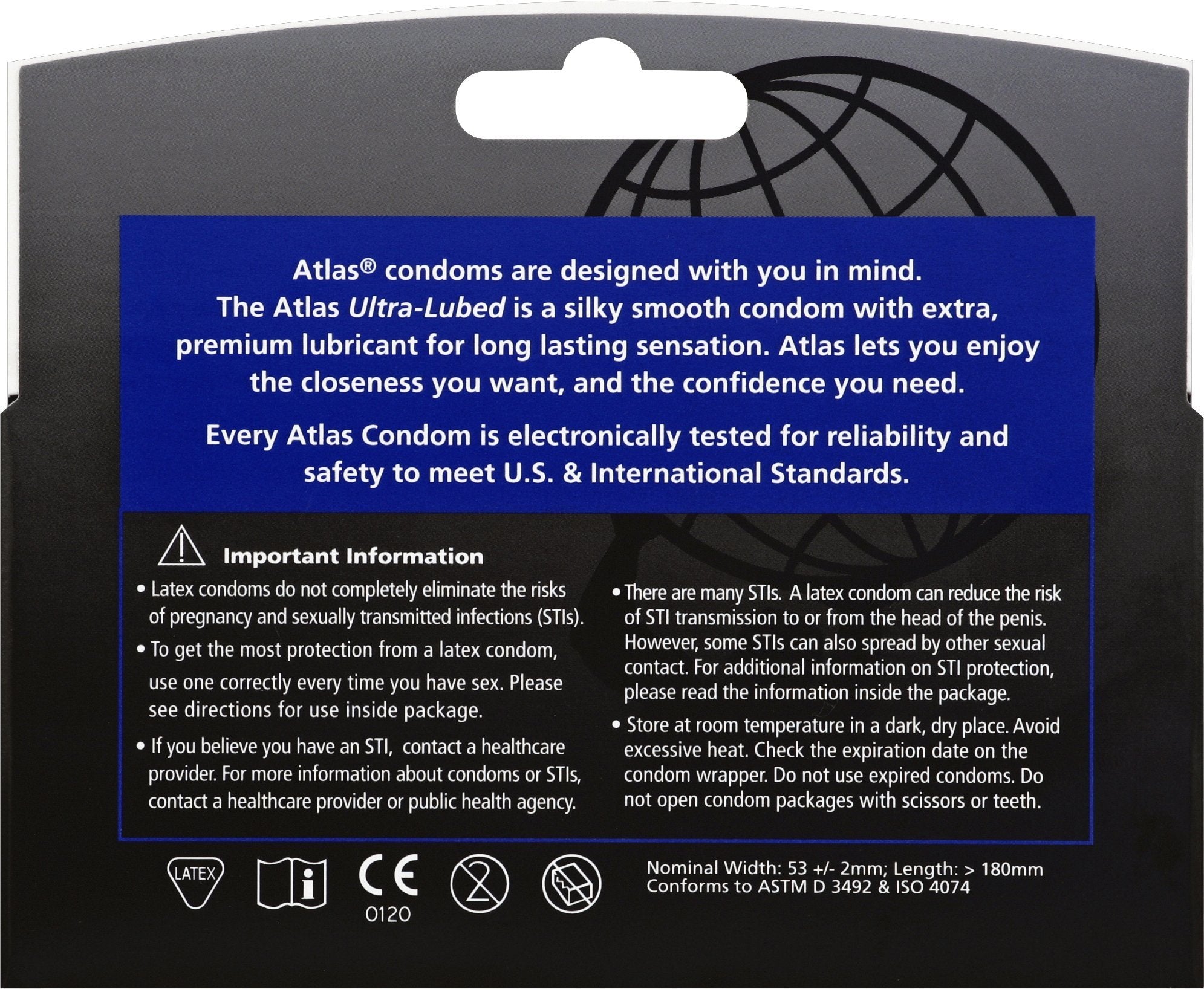 Atlas Ultra-Lubed Condoms, 12pks, Case of 48 (8 Bundles of 6)