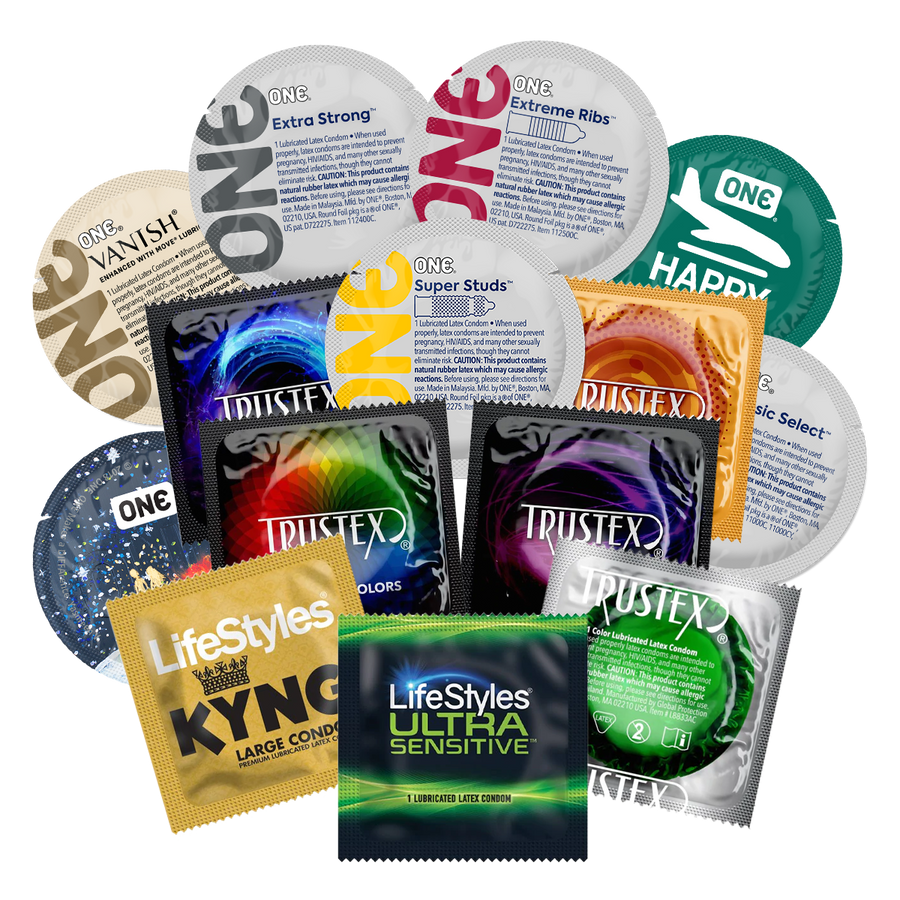 Assorted Bulk Condom Sampler, Case of 500