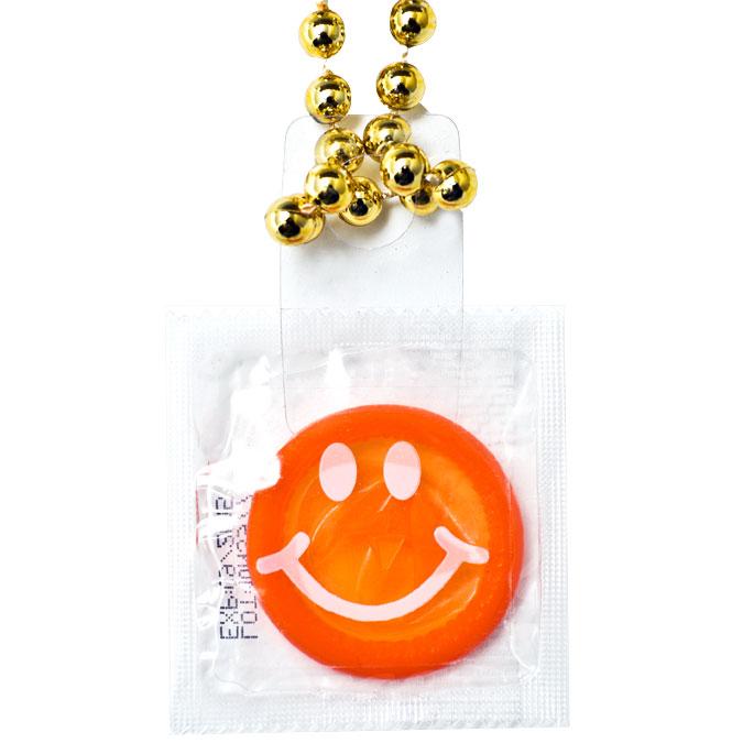 Condom Throw Beads - Smiley, Box of 36