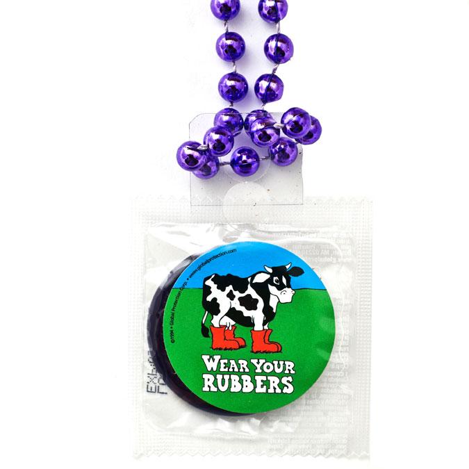 Condom Throw Beads - Wear Your Rubbers, Box of 36