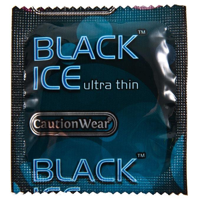 Caution Wear Black Ice Condoms, Case of 1000