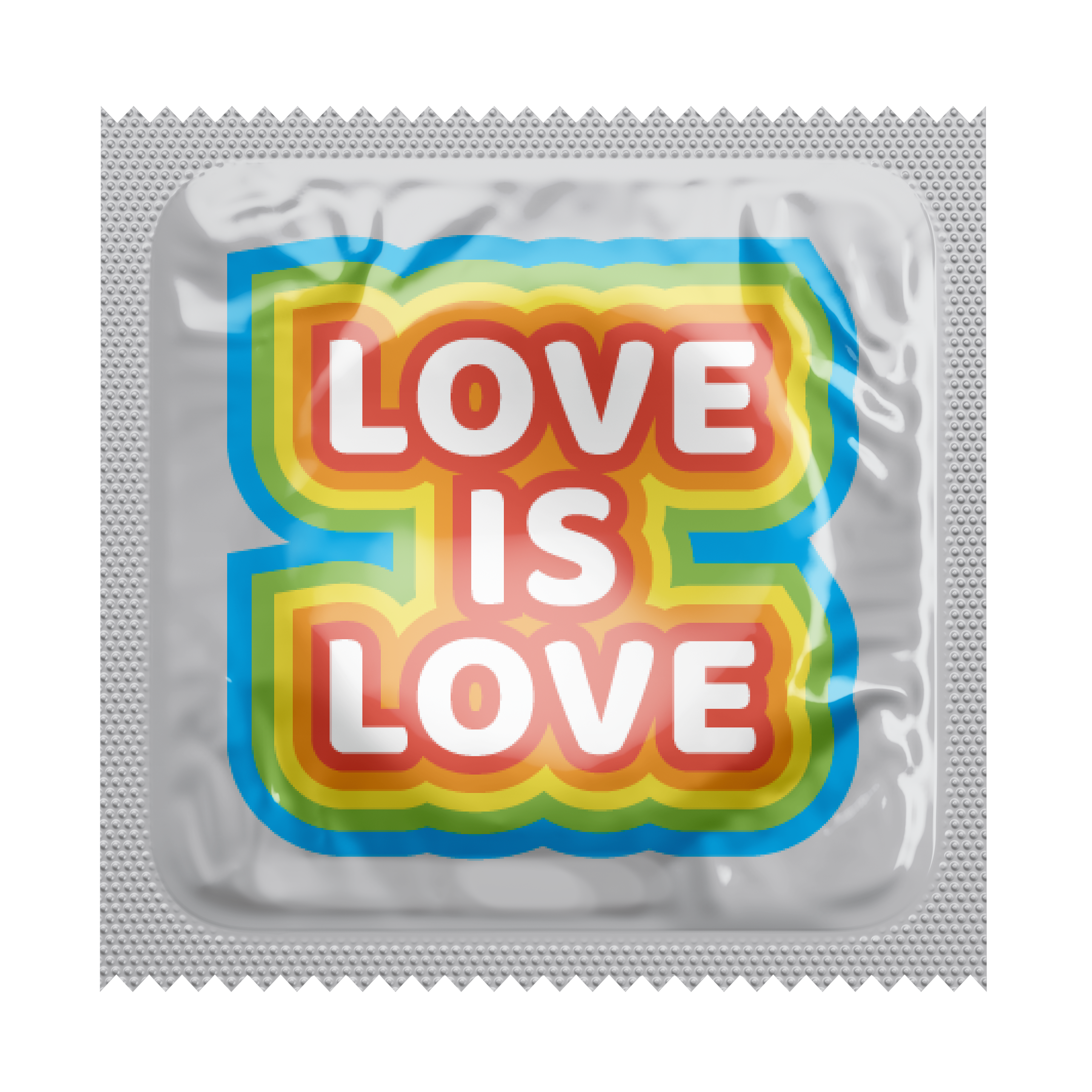 Love is Love Rainbow Letters Pride Condoms, Bag of 50