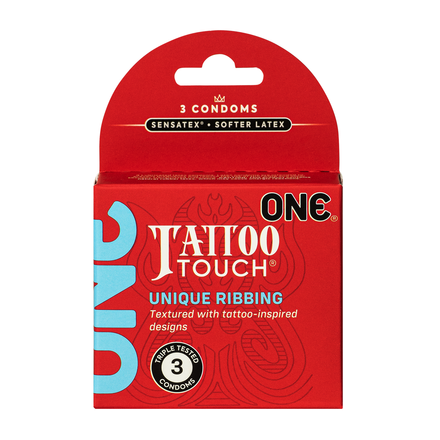 ONE® Condoms Tattoo Touch 3-Pack, Case of 36