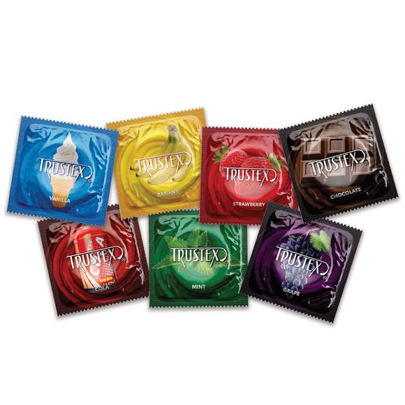 Trustex Assorted Flavors Condoms, Bowl of 144