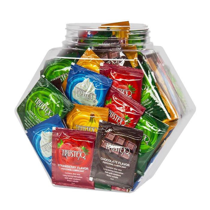 Trustex® Assorted Flavors Lubricant 6ml Foil Packs,  Bowl of 144