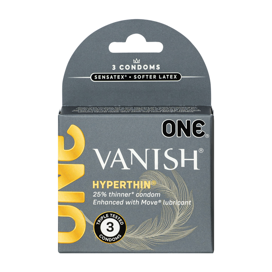 ONE® Vanish Hyperthin Condoms 3-Pack, Case of 36
