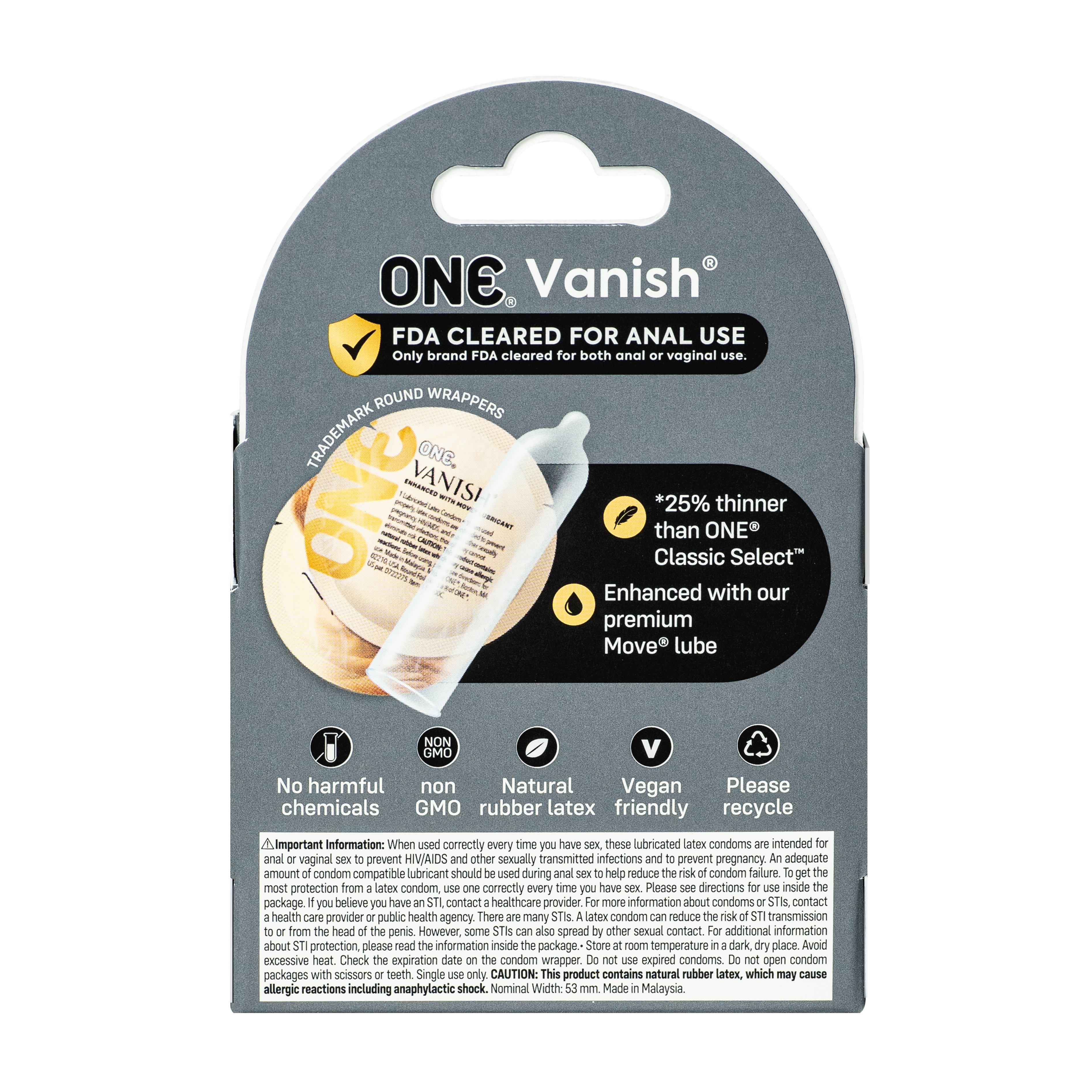 ONE® Vanish Hyperthin Condoms 3-Pack, Case of 36 · Global Protection