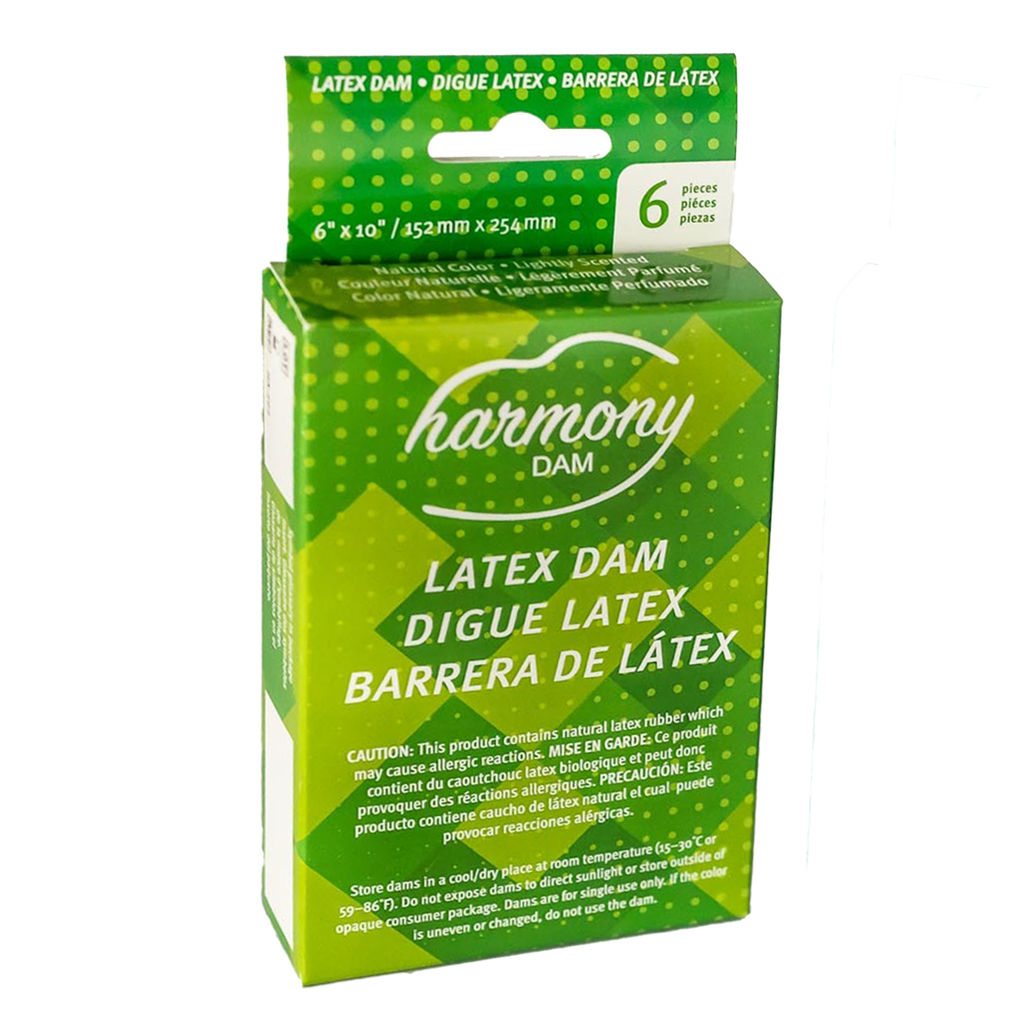 Harmony Latex Oral Dams, Retail Box of 6, Case of 100
