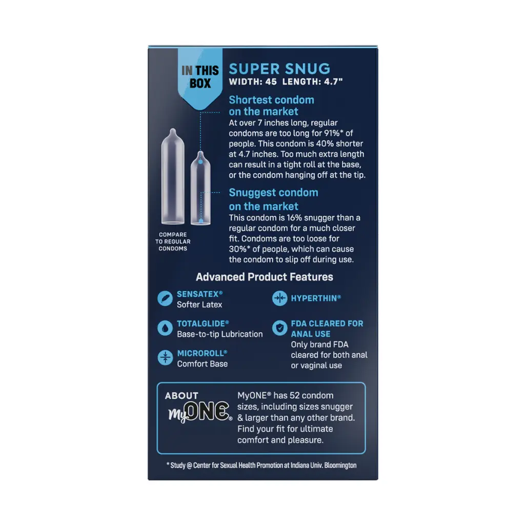 2-MyONE® Custom Fit® Super Snug 10-count condom package - Back.webp