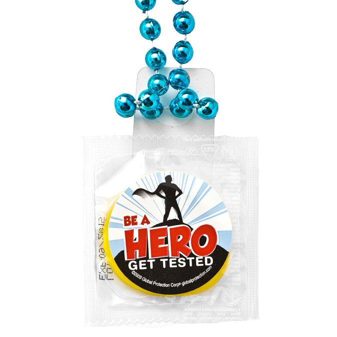 Be a Hero Condom Throw Beads, Box of 36