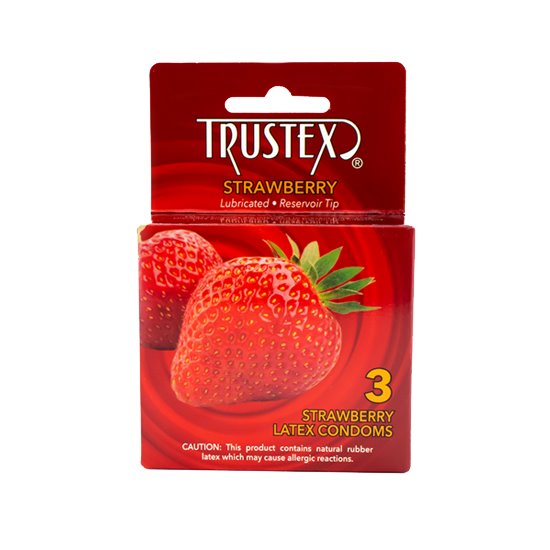 Trustex Strawberry Flavored Lubricated 3-Pack, case of 72