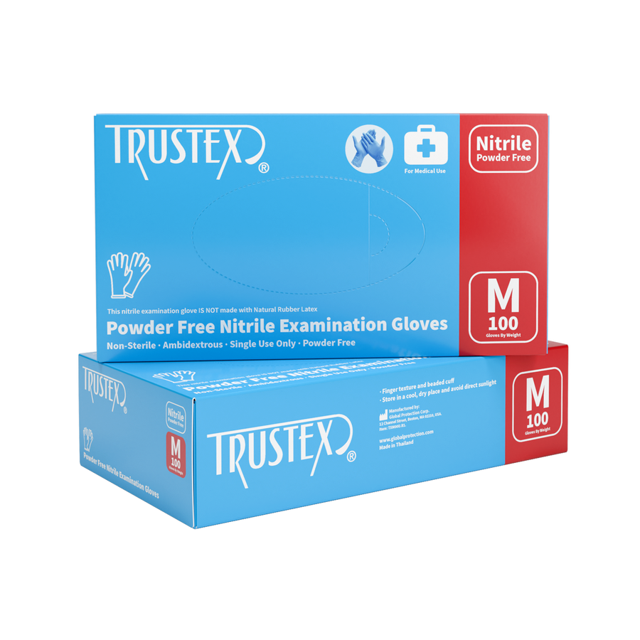 Trustex Medical Exam Gloves Medium, Latex-Free & Powder-Free, Case of 1,000