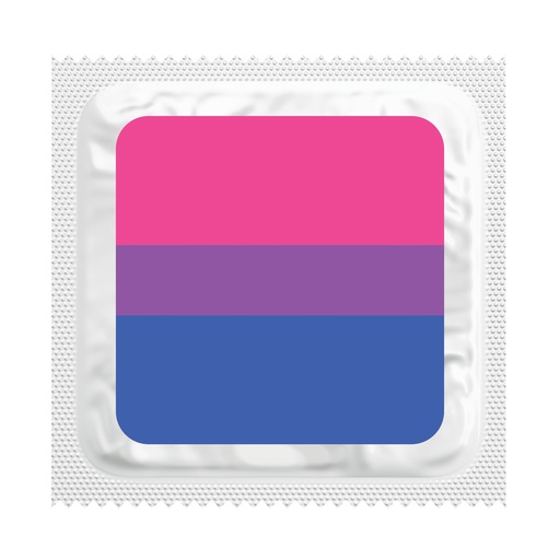 [BKU17] Bisexual Pride Flag Condoms, Bag of 50