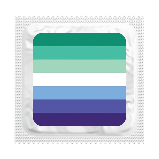 [BKU28] Gay Men Pride Flag Condoms, Bag of 50