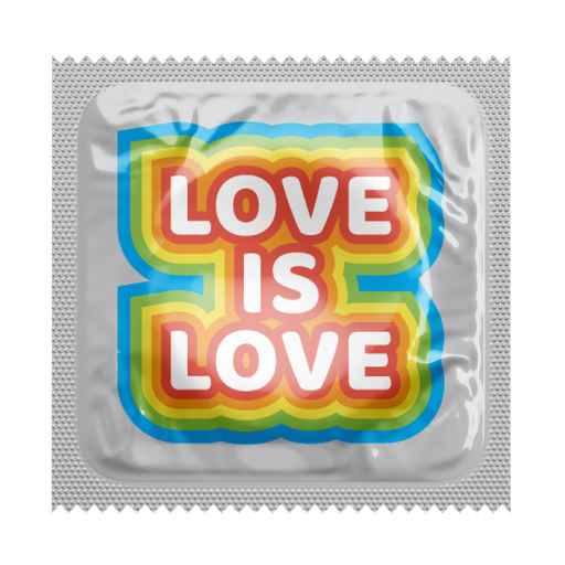 [BKU37] Love is Love Rainbow Letters Pride Condoms, Bag of 50