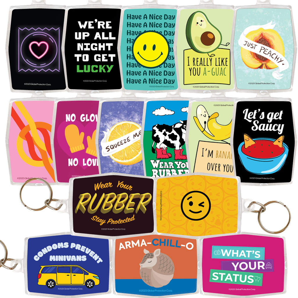 Assorted Non-Risque Condom Keypers, Bag of 48 | Global Protection Corp.