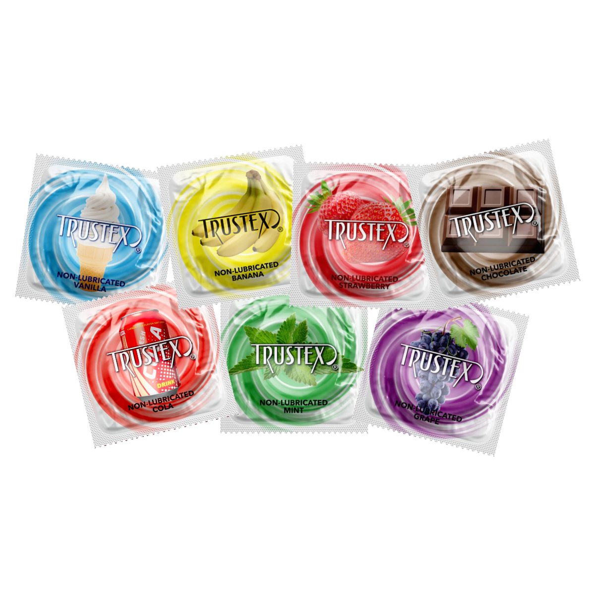 Trustex Assorted Flavors Non-Lube, Case of 1,000 | Global Protection Corp.