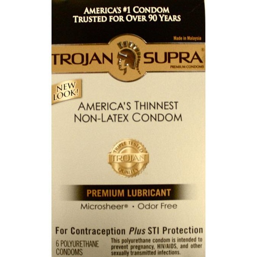 [TR90242U] Trojan SUPRA Non-Latex Lubricated 6pks,  Bundle of 4