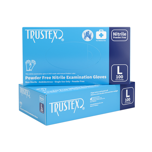 [TXM04C] Trustex Medical Exam Gloves Large, Latex-Free & Powder-Free, Case of 1,000